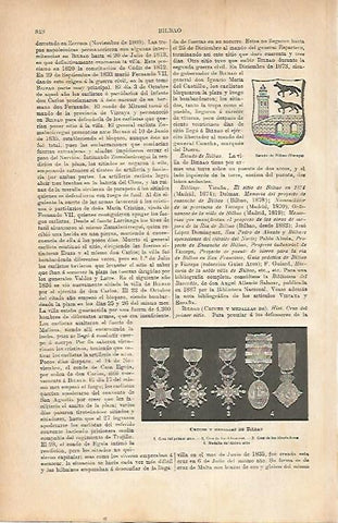 LAMINA ESPASA 22257: Escudo cruces y medallas de Bilbao