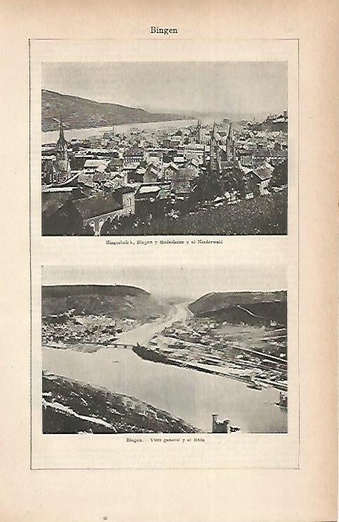 LAMINA ESPASA 22263: Vistas de Bingen Alemania