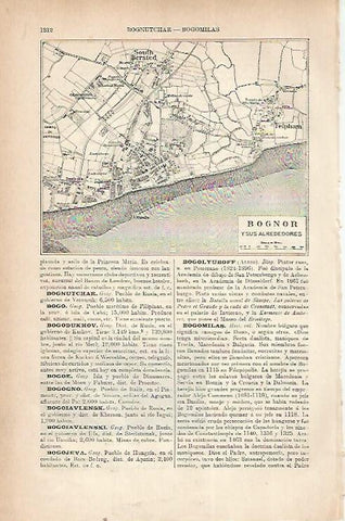 LAMINA ESPASA 22335: Mapa de Bognor y alrededores Inglaterra