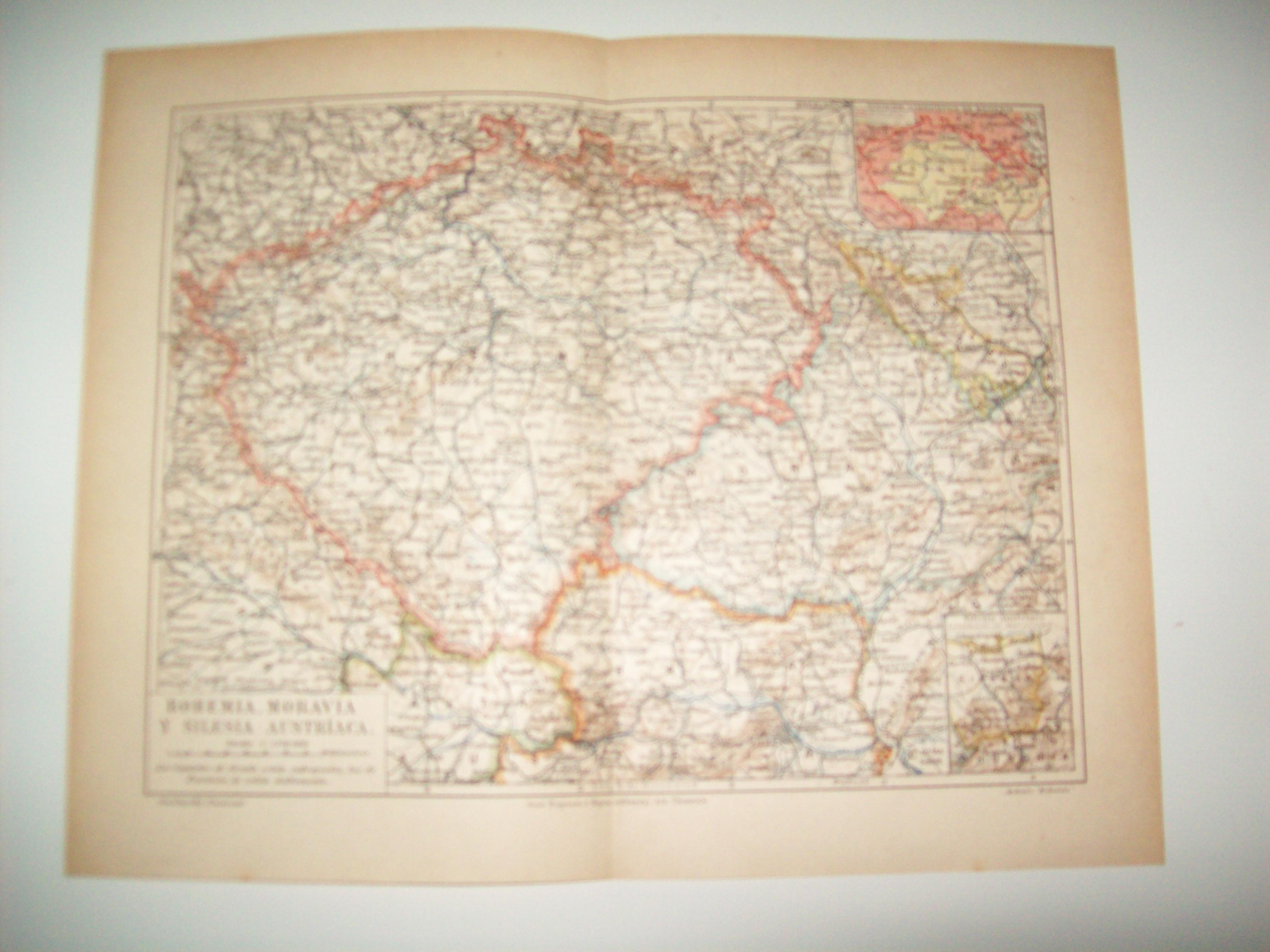 LAMINA ESPASA 22343: Mapa de Bohemia Moravia y Silesia Austriaca