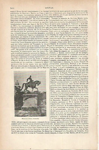 LAMINA ESPASA 22350: Monumento a Bolivar en Maracaibo