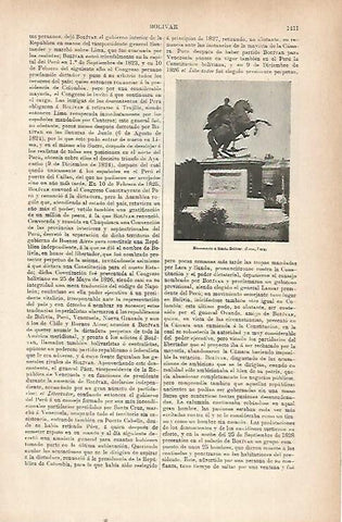 LAMINA ESPASA 22351: Monumento a Simon Bolivar en Lima Peru