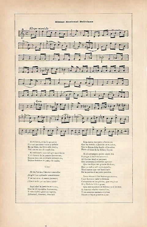 LAMINA ESPASA 22353: Himno Nacional de Bolivia