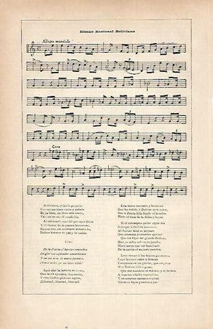 LAMINA ESPASA 22353: Himno Nacional de Bolivia