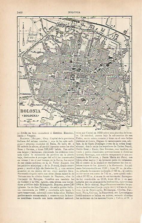 LAMINA ESPASA 22355: Plano de Bolonia Italia