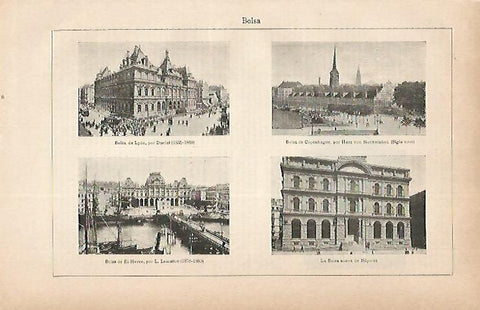 LAMINA ESPASA 22365: Bolsa de Copenague Lyon Napoles y El Havre
