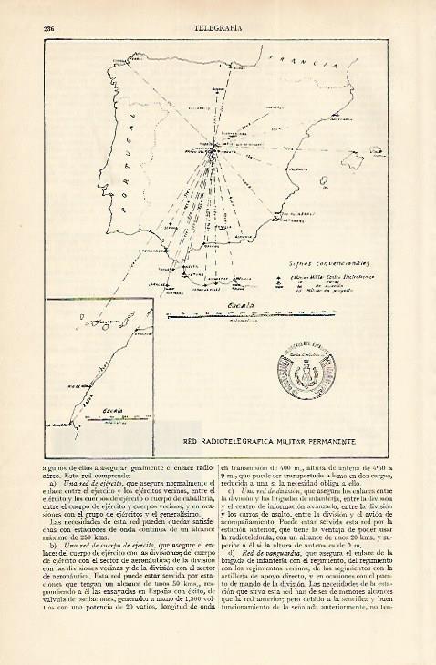 LAMINA ESPASA 22384: Red telegrafica militar de España