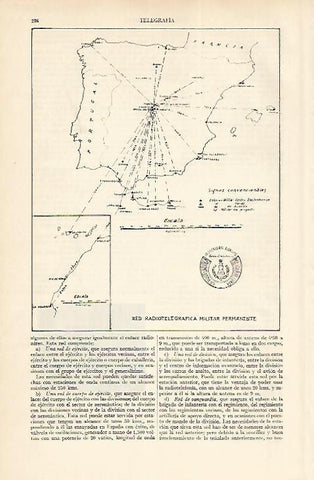 LAMINA ESPASA 22384: Red telegrafica militar de España