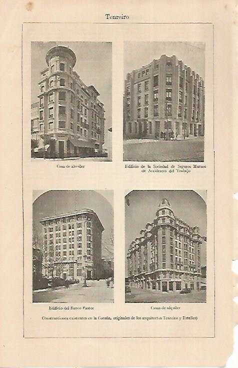 LAMINA ESPASA 22388: Edificios de Tenreiro en La Coruña