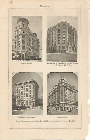 LAMINA ESPASA 22388: Edificios de Tenreiro en La Coruña