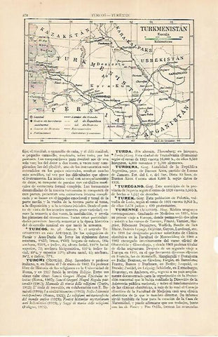 LAMINA ESPASA 22418: Mapa de Turkmenistan