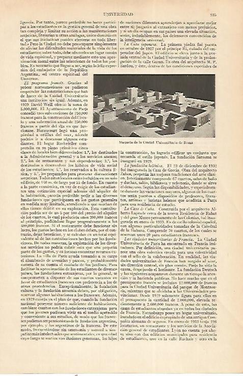 LAMINA ESPASA 22431: Maqueta de la Ciudad Universitaria de Roma