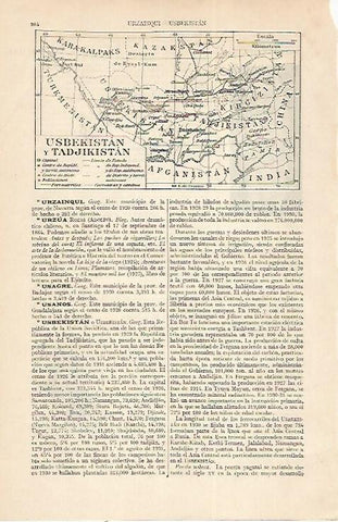 LAMINA ESPASA 22441: Mapa de Usbekistan y Tadjikistan