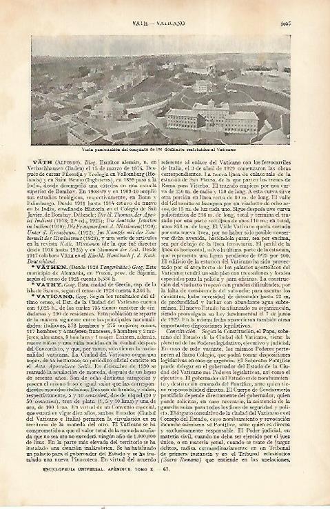 LAMINA ESPASA 22445: Vista del Vaticano