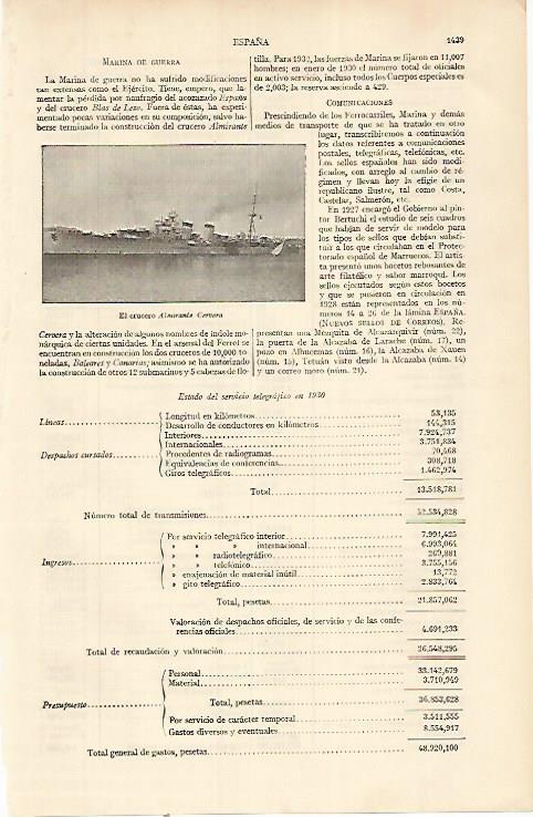 LAMINA ESPASA 22486: El crucero Almirante Cervera