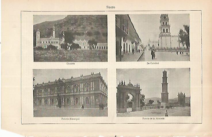 LAMINA ESPASA 22510: Catedral Glorieta Palacio y Puerta de Sucre Bolivia