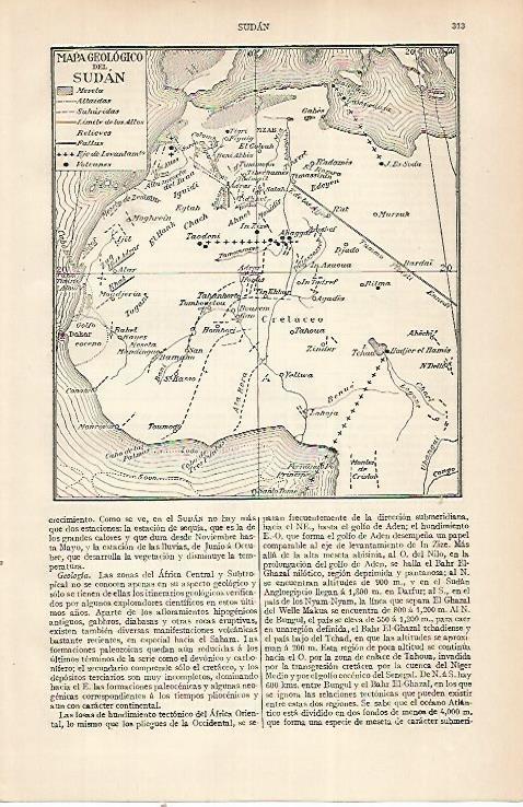 LAMINA ESPASA 22513: Mapa geologico de Sudan
