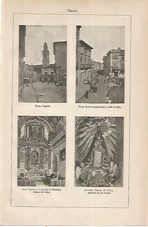 LAMINA ESPASA 22523: Plazas e iglesias de Sueca Valencia