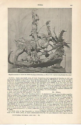 LAMINA ESPASA 22538: Escultura de San Jorge en Estocolmo