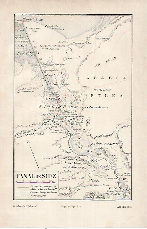 LAMINA ESPASA 22547: Plano del Canal de Suez