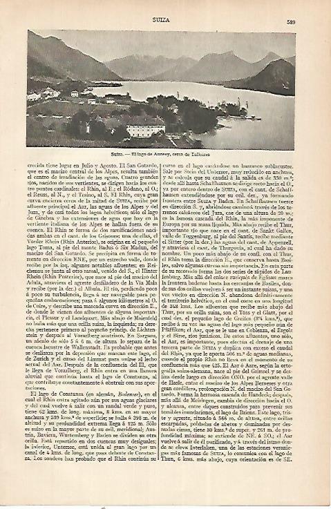 LAMINA ESPASA 22552: Lago Anneey en Suiza
