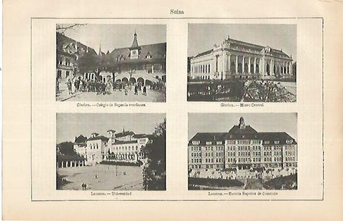 LAMINA ESPASA 22559: Vistas de ciudades de Suiza