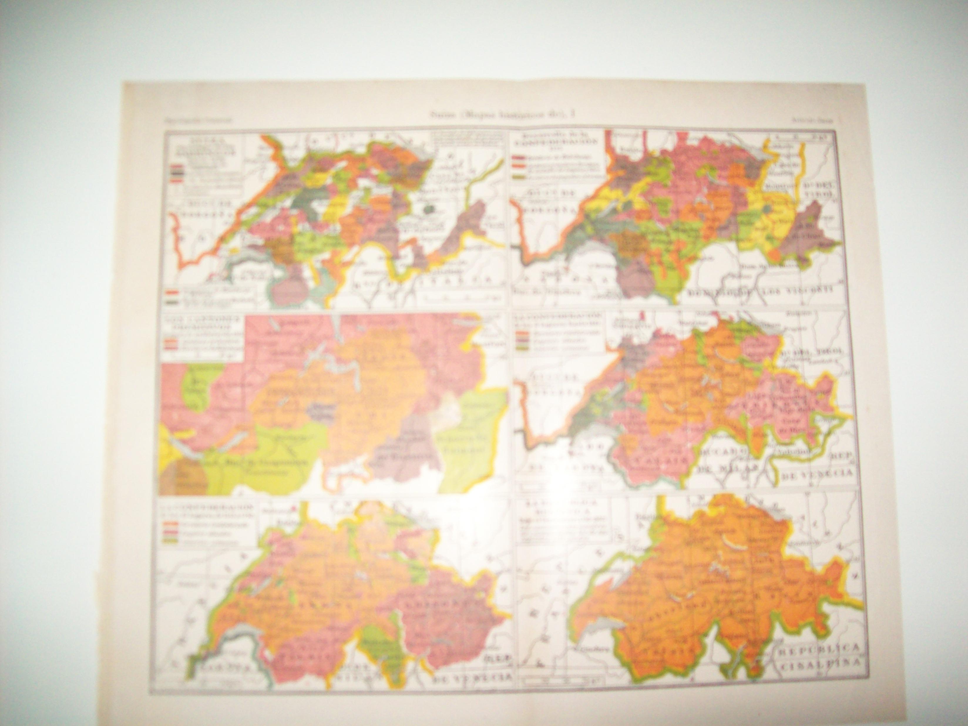 LAMINA ESPASA 22561: Mapas historicos de Suiza