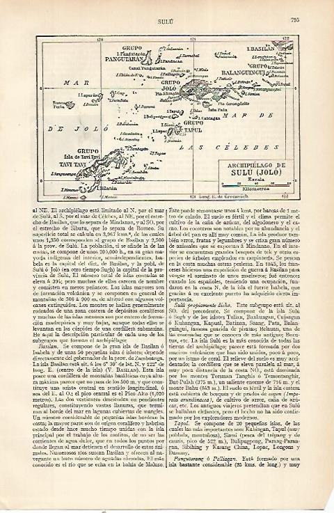 LAMINA ESPASA 22569: Mapa del archipielago de Sulu