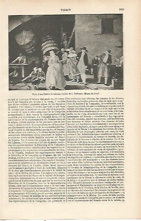 LAMINA ESPASA 22630: Visita a una fabrica de tabacos por L. Defrance