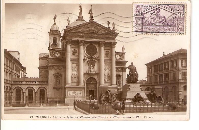 Postal 023137 : Torino - Chiesa e Piazza Maria Rusiliatrice - monumento a Don Rosco