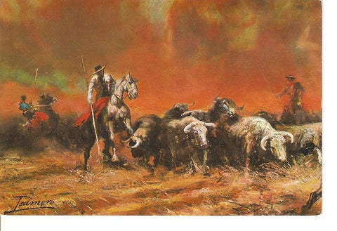 Postal 036453 : Oleo de A. Palmero. Conduccion de la Corrida