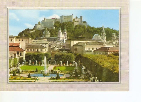 Postal 020827 : Mirabell Gardens With the cathedral and the fortress - Salzburg