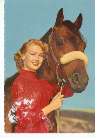 Postal 042419 : Mujer rubia con caballo