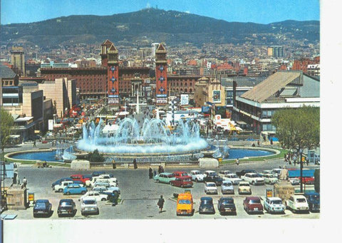 Postal 014490: Fuente Montjuich y Plaza España de Barcelona