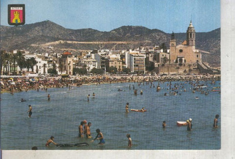 Postal 016237: Vista de Sitges desde la playa