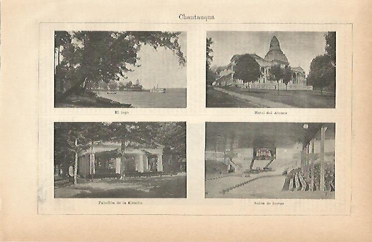 LAMINA ESPASA 1913: Vistas de Chautauqua Estados Unidos