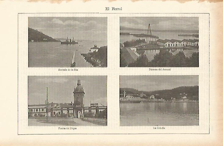 LAMINA ESPASA 2489: Vistas de El Ferrol La Coruña