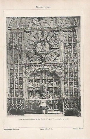 LAMINA ESPASA 20154: Altar de la iglesia de San Nicolas en Burgos