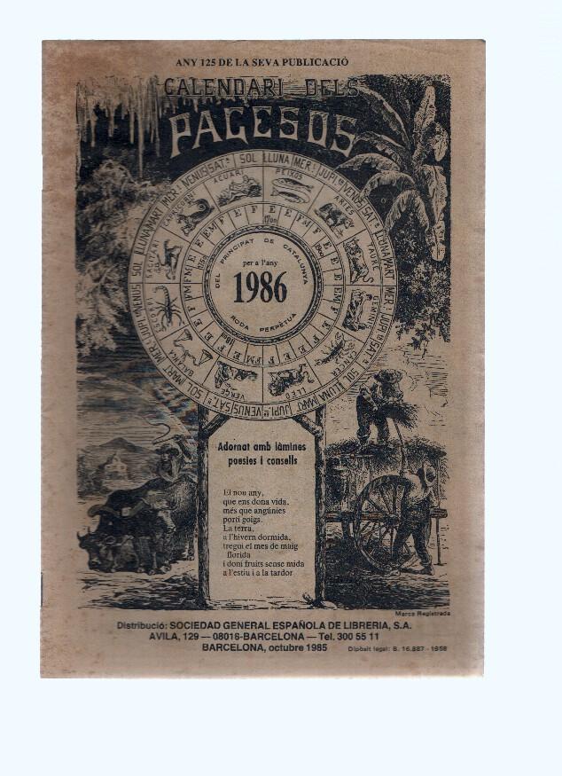 Calendario dels Pagesos 1986
