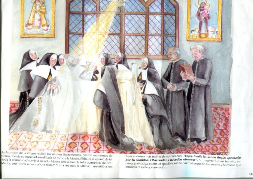 Lamina sobre la muerte de la Madre Petra,( ilustraciones de Mª.Esperanza Peña)