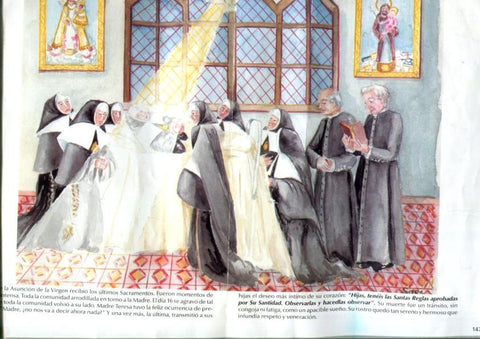 Lamina sobre la muerte de la Madre Petra,( ilustraciones de Mª.Esperanza Peña)