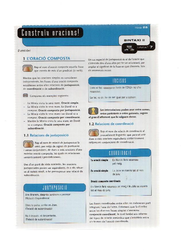 CD-Curso+Ficha: EL CATALA DIARI - Curs de Llengua Catalana: Unitat 07 de 15: Sintaxi II (El Periodico 2001) 