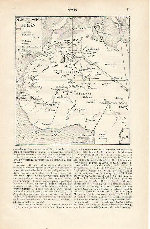 LAMINA ESPASA 22703: Mapa geologico de Sudan