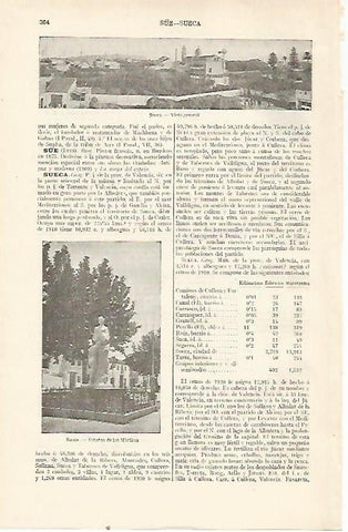 LAMINA ESPASA 22711: Vista de Sueca Valencia