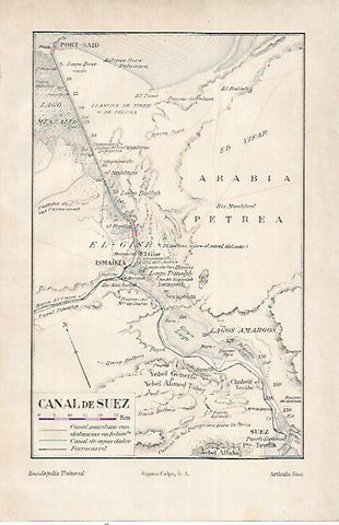 LAMINA ESPASA 22738: Mapa del Canal de Suez