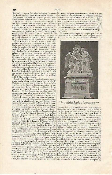 LAMINA ESPASA 22753: Monumento de Bartholdi en Basilea