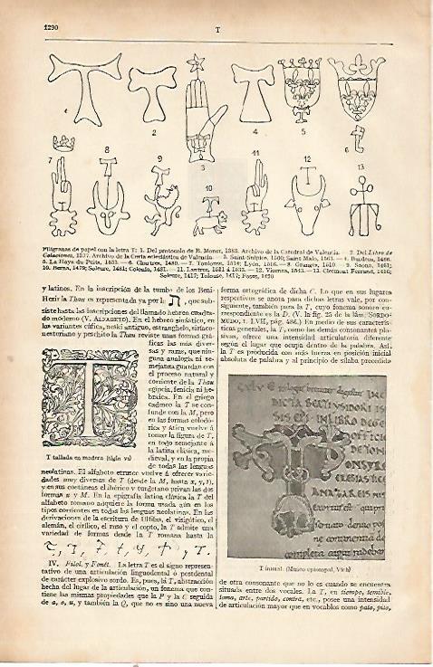 LAMINA ESPASA 22817: Filigranas de papel con la letra T
