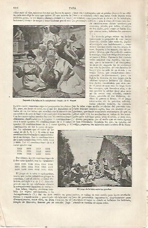 LAMINA ESPASA 22821: Jugando a la taba en la antiguedad por Vasari