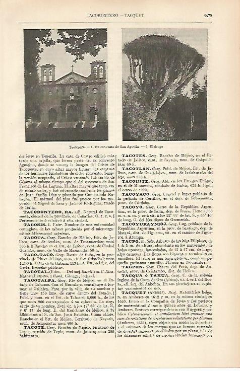 LAMINA ESPASA 22847: Convento de San Agustin en Tacoronte