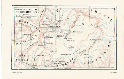 LAMINA ESPASA 22848: Mapa del Departamento de Tacuarembo
